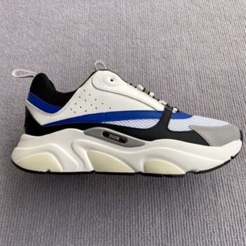 B22 Sneaker White And Black Technical Mesh And White, Black And Blue Calfskin - Cdo061