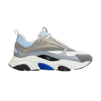 B22 Sneaker White And Blue Technical Mesh And Gray Calfskin - Cdo051