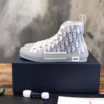 B23 High-Top Sneaker White And Navy Blue Dior Oblique Canvas - CDO070