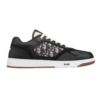 B27 LOW-TOP BLACK SMOOTH CALFSKIN WITH BEIGE AND BLACK DIOR OBLIQUE JACQUARD SNEAKER - CDO022