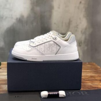 B27 LOW-TOP WHITE AND GRAY SMOOTH CALFSKIN WITH WHITE DIOR OBLIQUE GALAXY LEATHER SNEAKER - CDO016