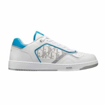 B27 LOW-TOP WHITE AND LIGHT BLUE SMOOTH CALFSKIN WITH WHITE DIOR OBLIQUE GALAXY LEATHER SNEAKER - CDO025