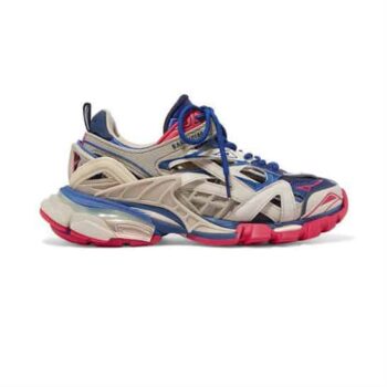 Balenciaga Track 2 Sneakers In Beige, Blue And Red - Bb042