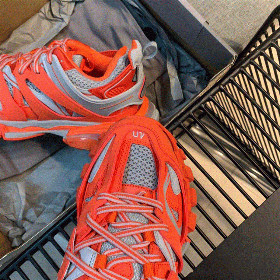 Balenciaga Track 3 Sneakers In Orange And Grey - Bb034