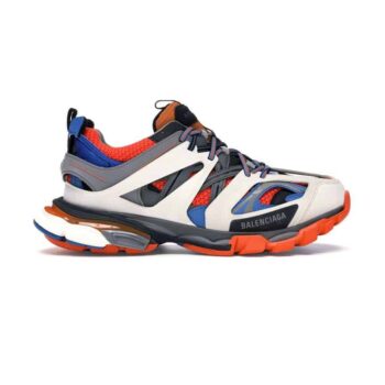 Balenciaga Track 3 Sneakers In White, Orange And Blue - Bb025