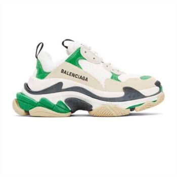 Balenciaga Triple S 3.0 Sneakers In White And Green - Bb086