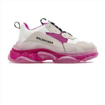 Balenciaga Triple S Clear Sole In White And Pink - Bb114