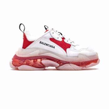 Balenciaga Triple S Clear Sole Sneakers In White And Red - Bb109
