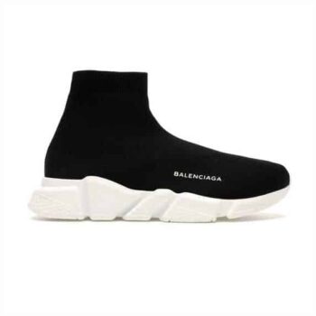 Balenciaga Women Speed Black And White Sole Sneakers - Bb106