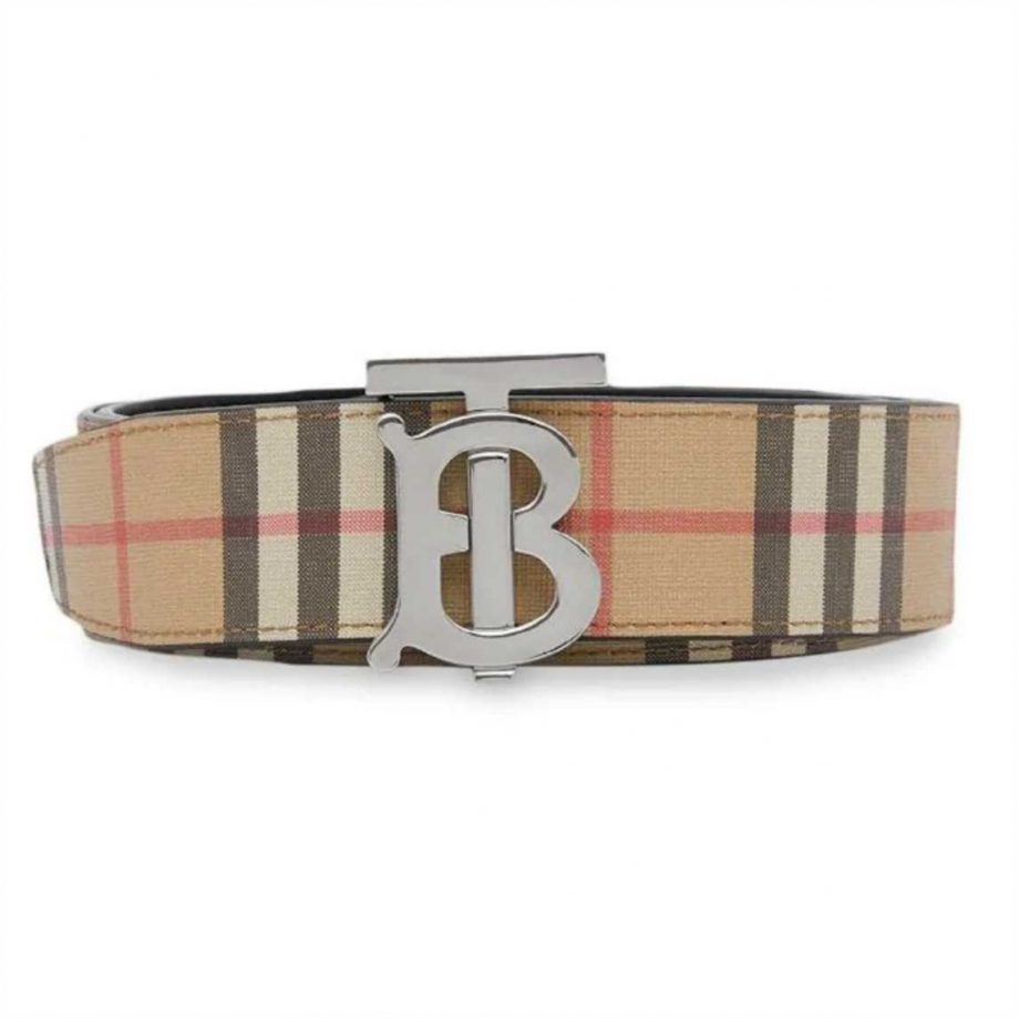 Burberry Reversible Monogram Motif Vintage Check Belt in Archive Beige - BEL006