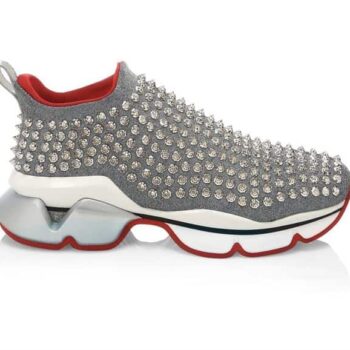 Christian Louboutin Grey Spike Sock Sneaker- Cl027