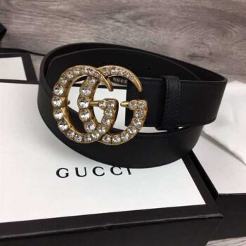 Gucci Black Faux Pearl - Embellished Leather Belt - BG15