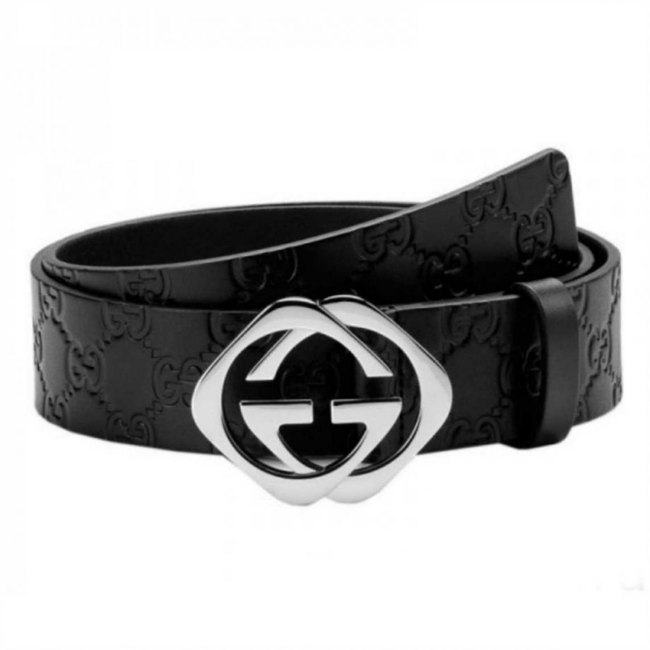 Gucci Black Ssima Leather Belt With Square G Buckle - BG40