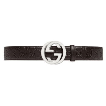 Gucci Brow Guccissima Leather Interlocking Gg Buckle Belt - BG09