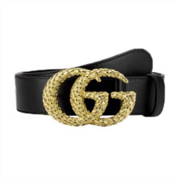 Gucci Leather Belt W/ Textured Double G Buckle - BG29