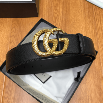 Gucci Leather Belt W/ Textured Double G Buckle - BG29