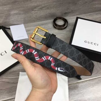 Gucci Leather Belt With Kingsnake - BG12