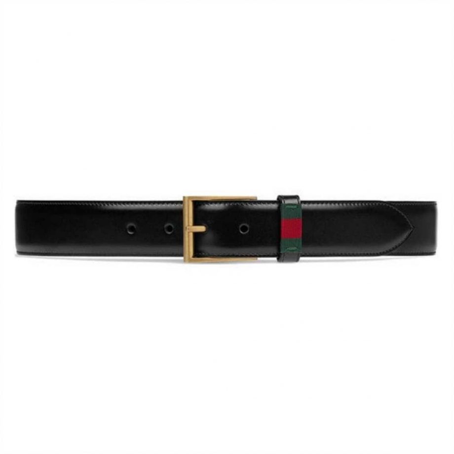 Gucci Leather Belt With Web - BG20
