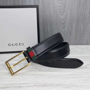 Gucci Leather Belt With Web - BG20
