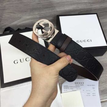 Gucci Signature Belt With Silver G Buckle - BG24