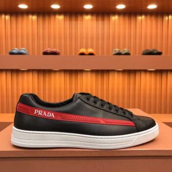 Prada Linea Rossa - Graphic Brushed Leather Sneaker - Prd010
