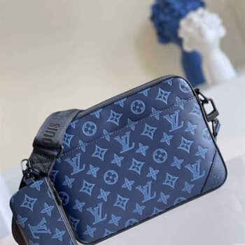 M45730 Louis Vuitton Duo Messenger Bag Navy Blue Monogram Shadow Cowhide Leather - Available with prices $180-$220.