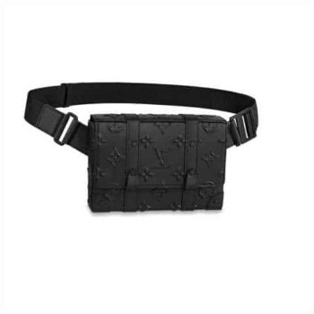 M57952 Louis Vuitton Trunk Slingbag Black Monogram Seal Cowhide Leather