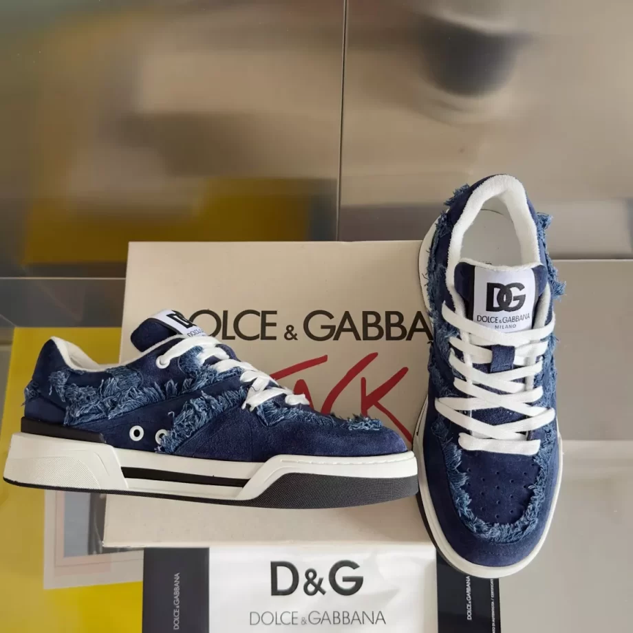D&G New Roma Fray-trim Denim Sneakers - DG291