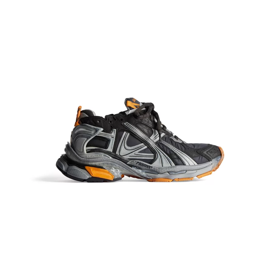 Balenciaga Men's Runner Sneaker in BlackGreyNeon Orange - BB222