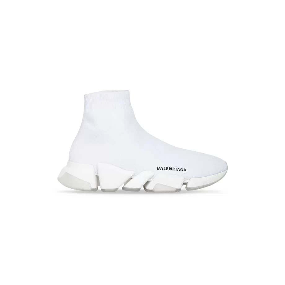Balenciaga Speed 2.0 Clear Sole Recycled Knit Sneaker In White - BB241