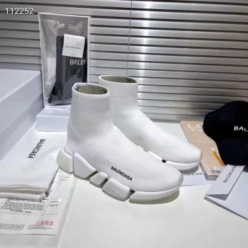 Balenciaga Speed 2.0 Clear Sole Recycled Knit Sneaker In White - BB241