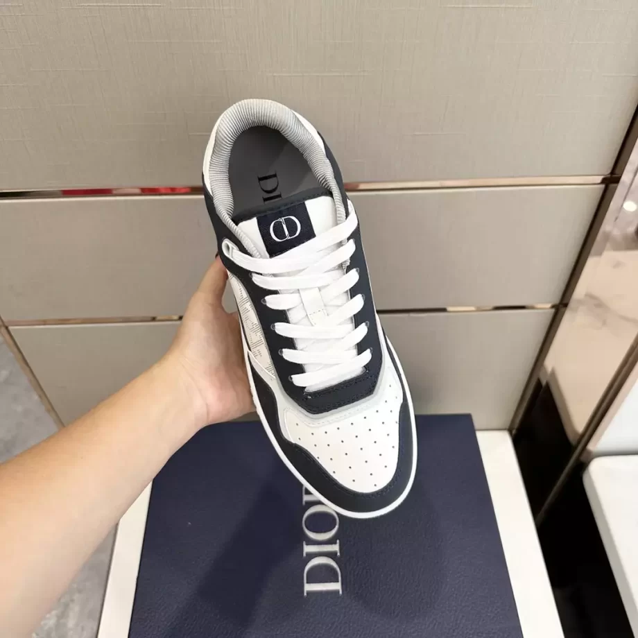 B27 Low-Top Sneaker White Smooth Calfskin, Black Denim and White Dior Oblique Galaxy Leather - CDO114