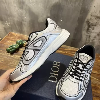 B30 Sneaker White Mesh and Silver-Tone Metallic Calfskin - CDO127