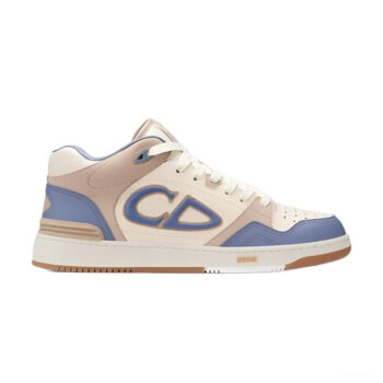 B57 Mid-Top Sneaker Blue and Cream Smooth Calfskin with Beige Suede - CDO107