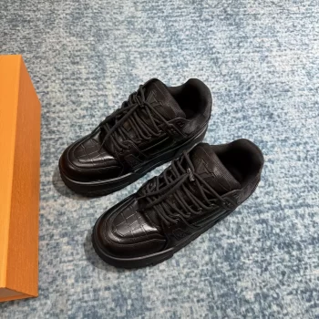 LV Trainer Maxi Sneaker Black Alligator Printed Calf Leather - LSVT237