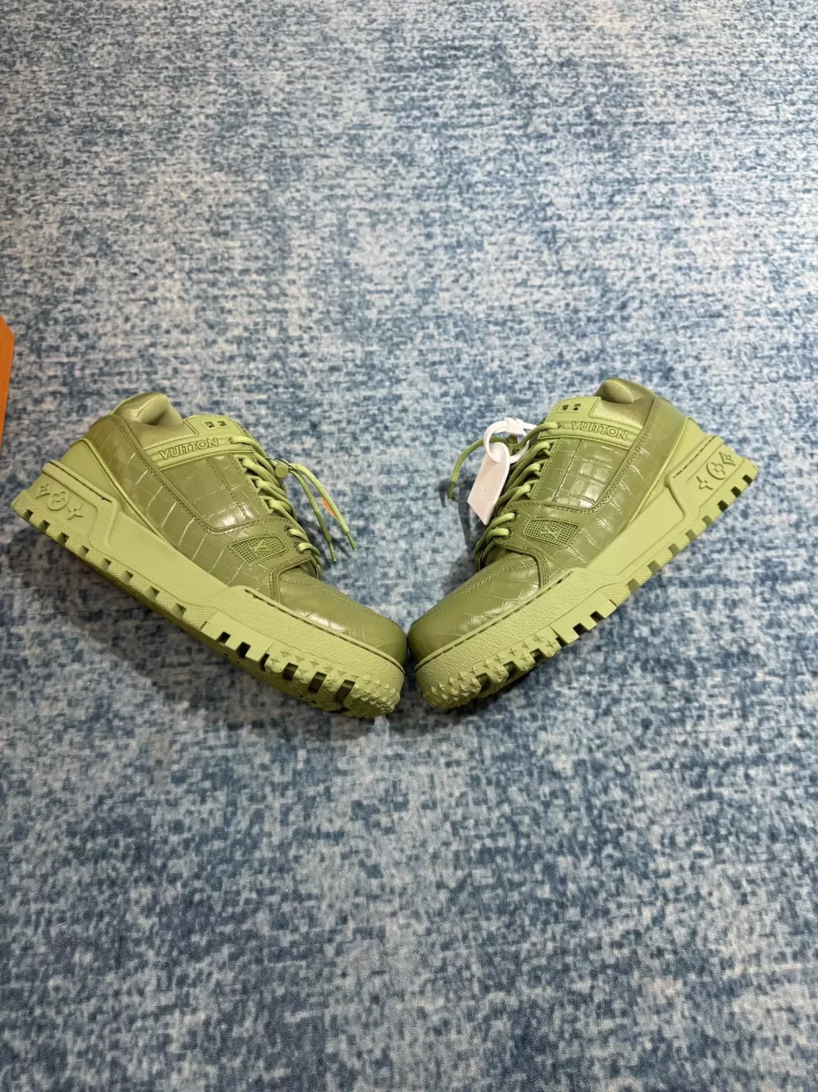 LV Trainer Maxi Sneaker Khaki Green Alligator Printed Calf Leather - LSVT236