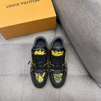 LV Trainer Sneaker Black/Yellow Smooth Printed Calf Leather - LSVT235