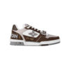 LV Trainer Sneaker Moka Brown Grained Calf Leather and Monogram Canvas - LSVT220
