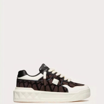 One Stud Xl Low Top Sneaker In Nappa Leather And Toile Iconographe Fabric - VLS070