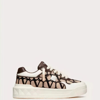 One Stud Xl Low Top Sneaker In Nappa Leather And Toile Iconographe Fabric - VLS071