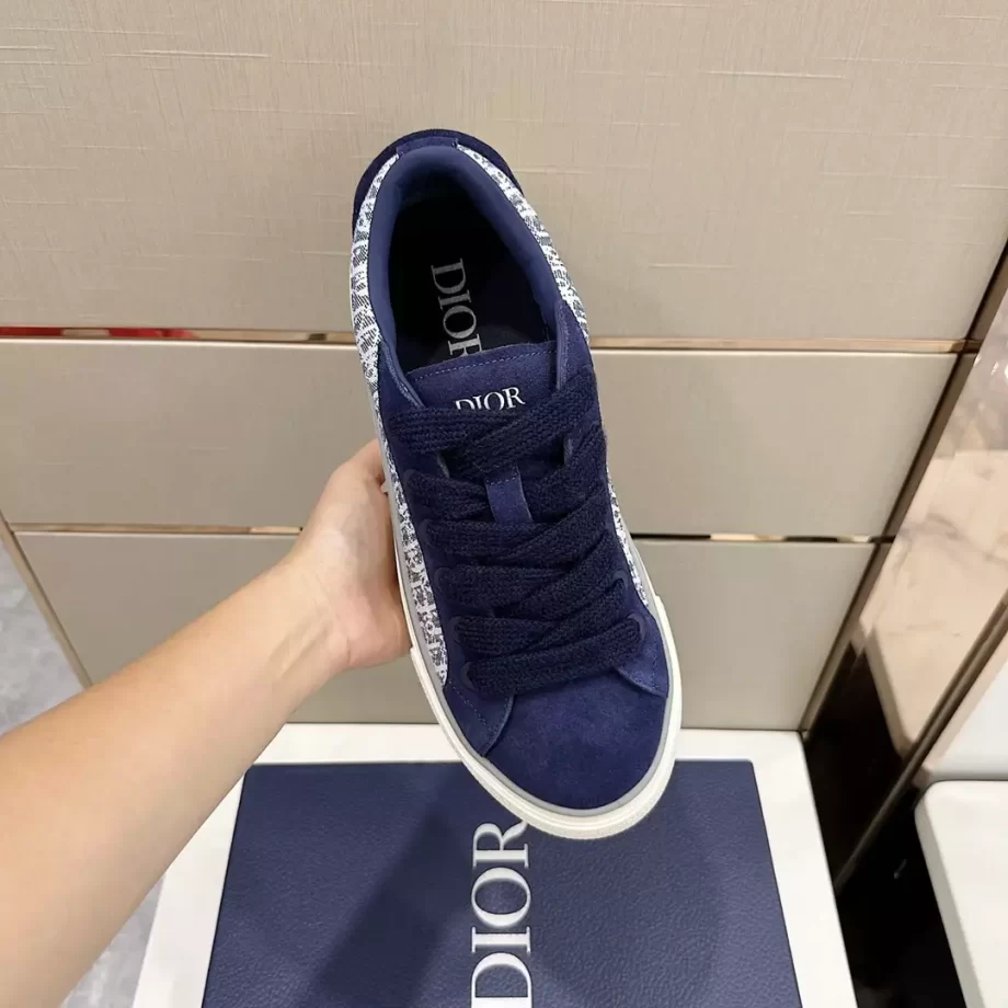 B33 Sneaker Navy Blue Dior Oblique Jacquard and Suede - CDO142