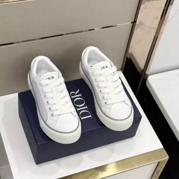 B33 Sneaker White Smooth Calfskin and Dior Oblique Jacquard - CDO140