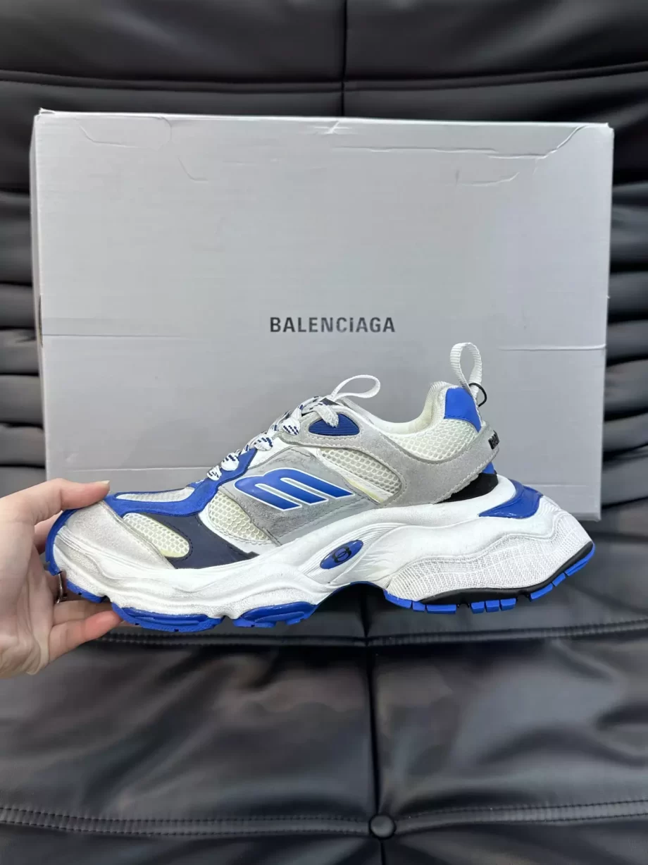 Balenciaga Men's Cargo Sneaker in Grey/White/Blue - BB285
