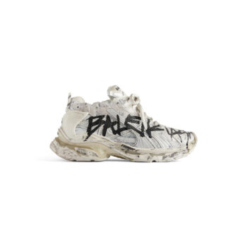 Balenciaga Men's Runner Graffiti Sneaker in White/Black - BB298