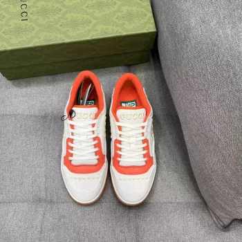 Gucci Mac80 Sneaker Beige Woven Canvas Orange Leather - GCC219