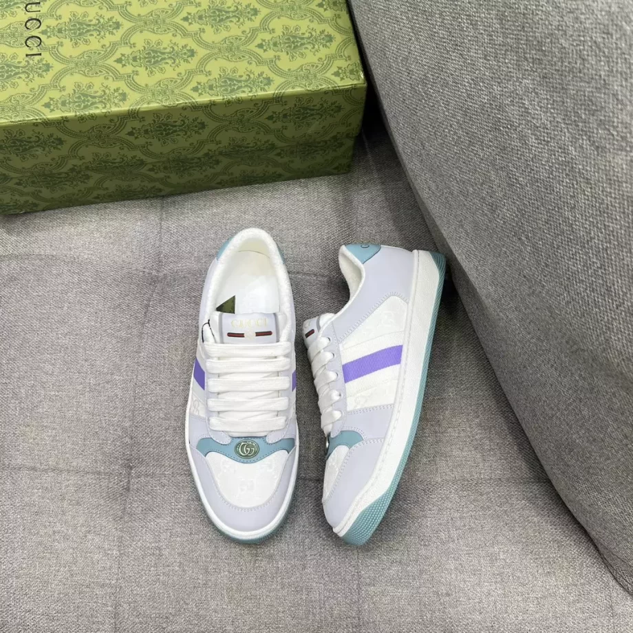 Gucci Screener Sneaker Light Blue and White Canvas - GCC228