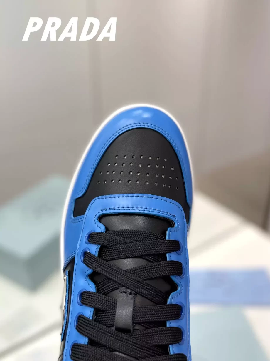 Prada Black/Cobalt Blue Downtown Leather Sneakers - PRD059