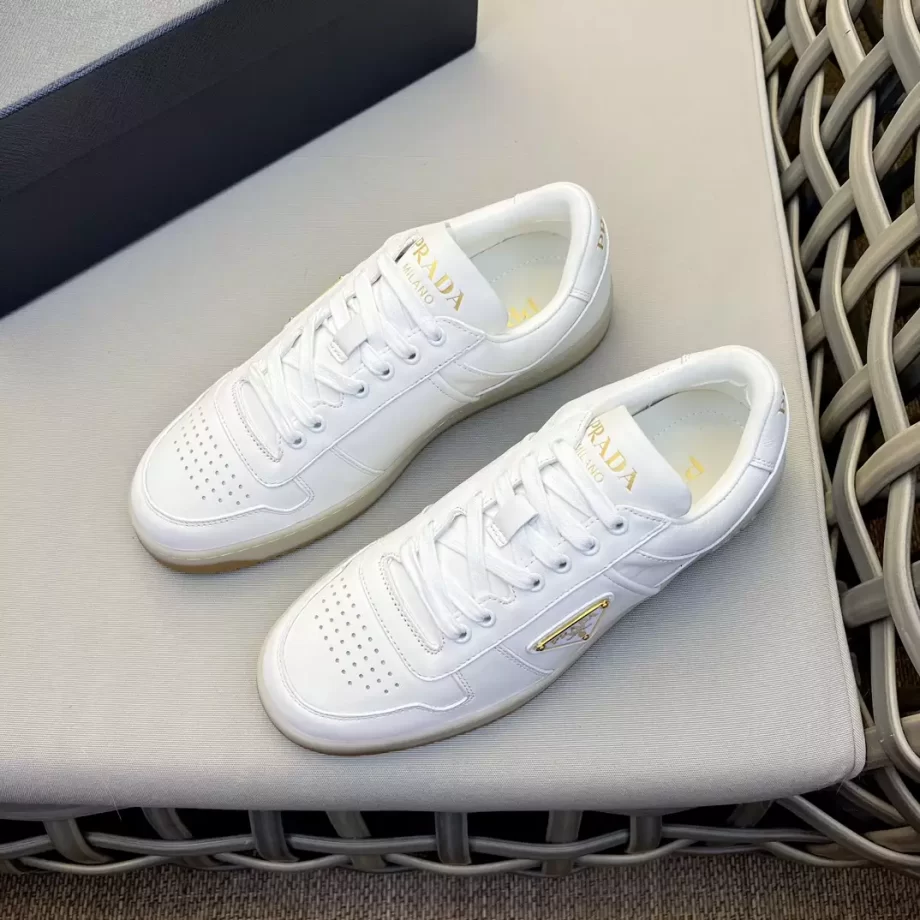 Prada Ivory Downtown Nappa Leather Sneakers - PRD063