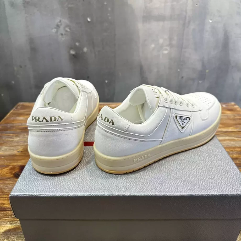 Prada Ivory Downtown Nappa Leather Sneakers - PRD065