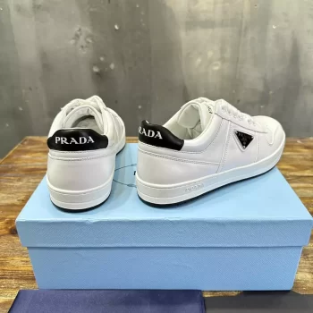 Prada White/Black Downtown Leather Sneakers - PRD060